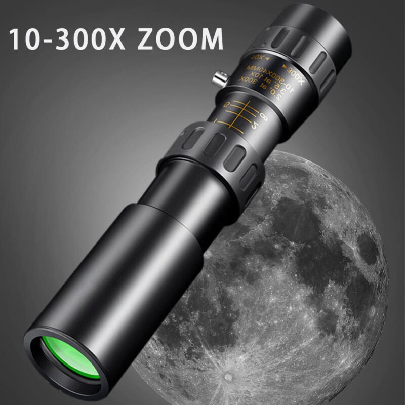 10-300×40 Zoom High-Powered Metal Monocular – Portable, HD, Professional, Waterproof and Durable Monoculars
