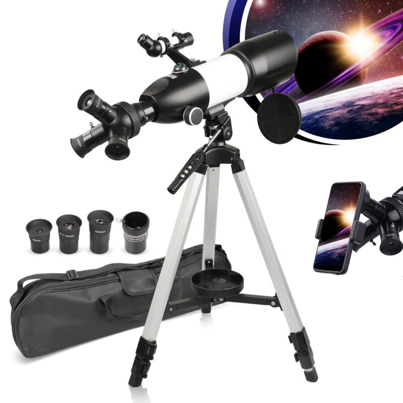 Telescope, 80mm Large Aperture Telescope for Astronomy Beginners, Adults and Kids, 3 Rotatable Eyepieces Professional Refractor Telescope for View Moon Landscape and Planet