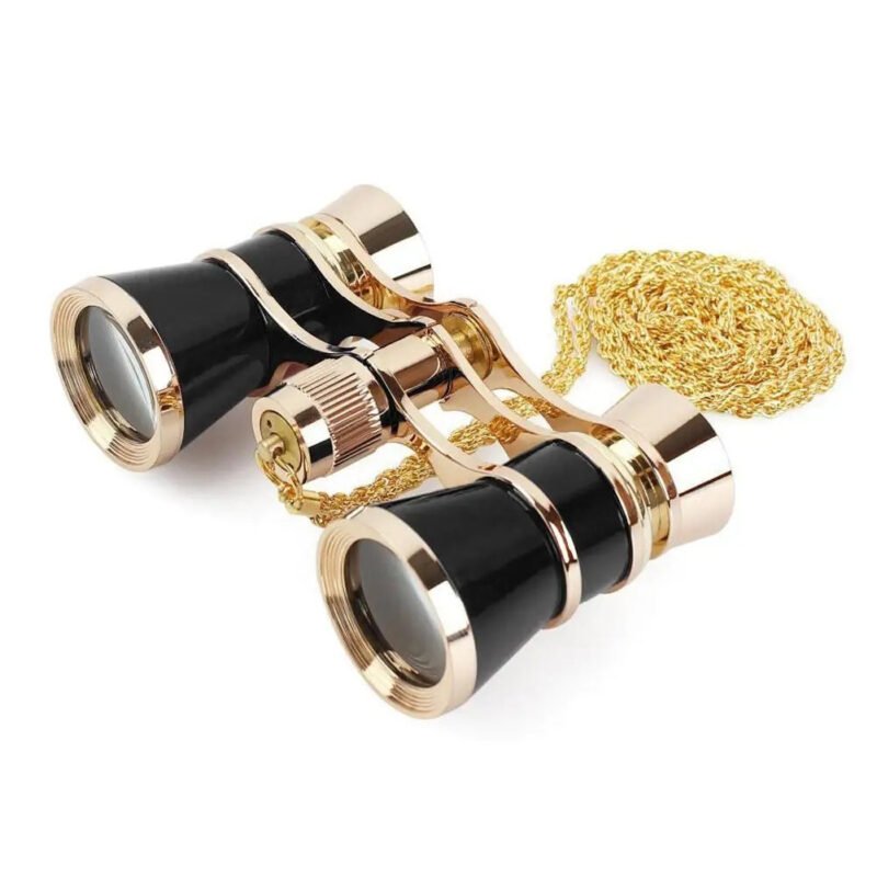 Vintage Metal Binoculars For Movie Viewing Foldable Opera Glasses Binoculars With Chain Optical Lens Theater Retro Telescope