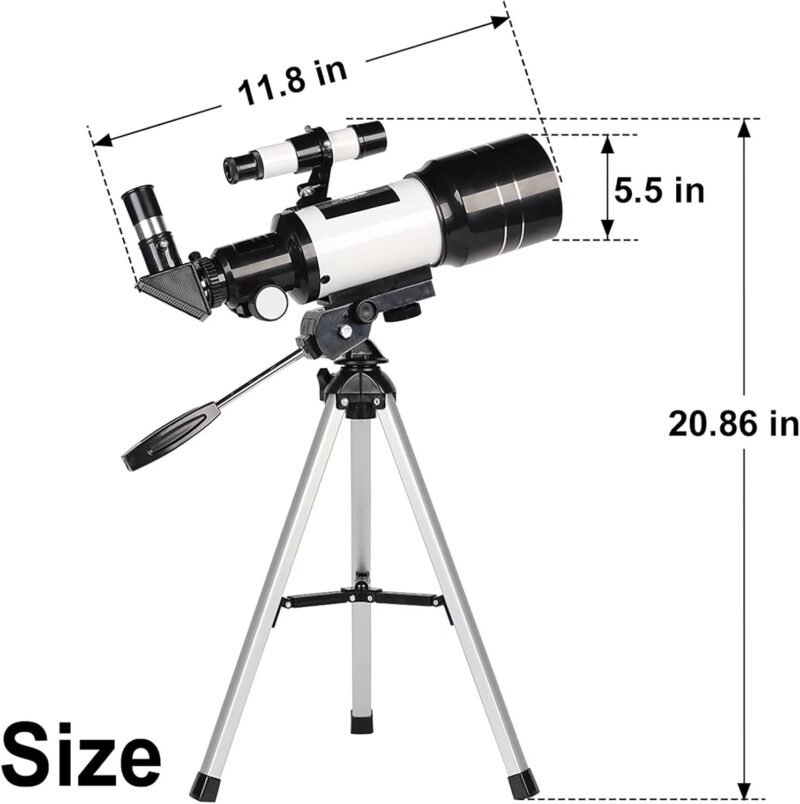 Telescope for Adults & Kids, 70mm Aperture Refractor Telescopes (15X-150X) for Astronomy Beginners, Portable Travel Telescope with Phone Adapter & Wireless Remote, Astronomy Gifts for Kids BLACK