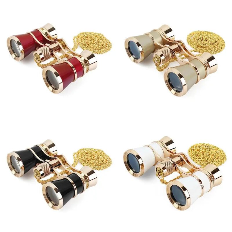 Vintage Metal Binoculars For Movie Viewing Foldable Opera Glasses Binoculars With Chain Optical Lens Theater Retro Telescope