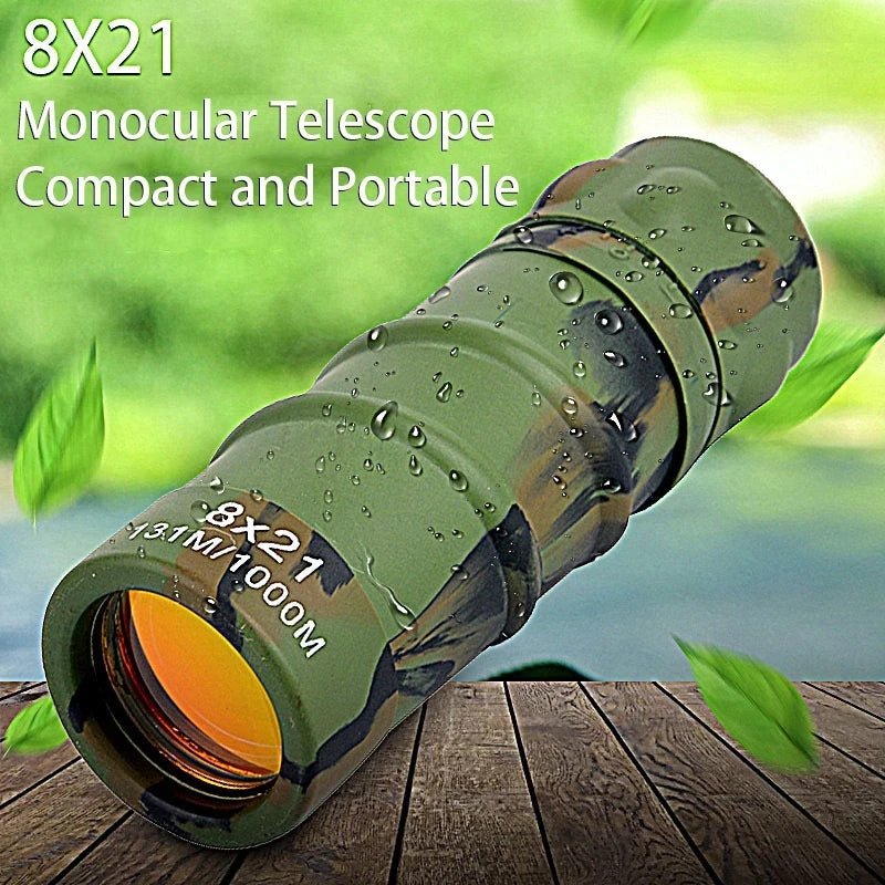 8X21 Telescope Monocular High Power Mini Pocket Powerful Red Film Low Light Night Vision Telescope for Outdoor Camping