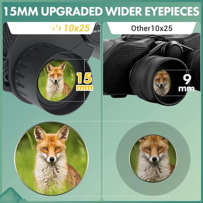 10×25 Binoculars for Adults and Kids Large View Compact Binoculars Easy Focus Small Binoculars for Bird Watching Outdoor Travel