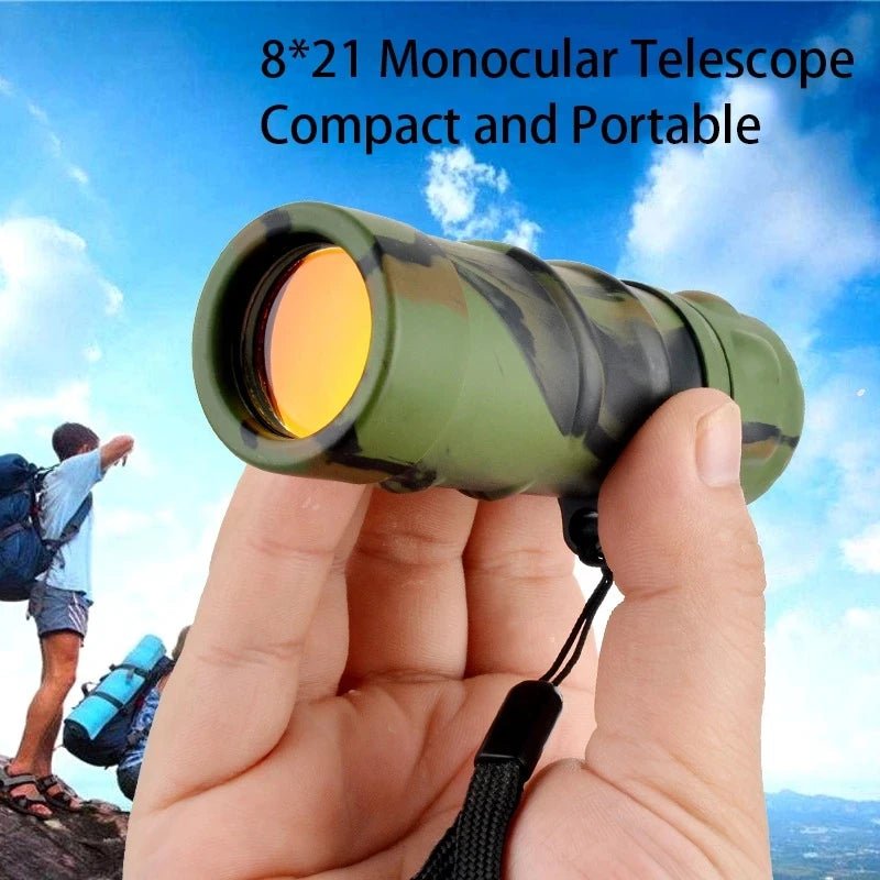 8X21 Telescope Monocular High Power Mini Pocket Powerful Red Film Low Light Night Vision Telescope for Outdoor Camping