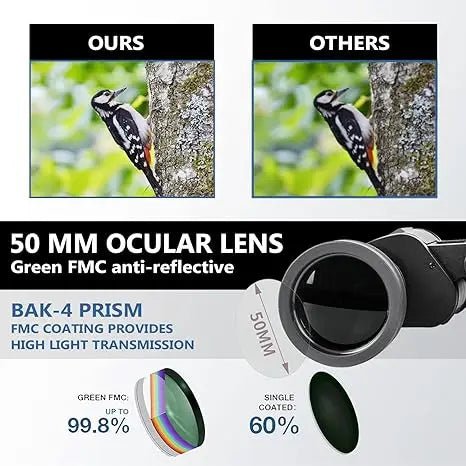 20×50 High-Power Compact Waterproof Binoculars Adults Night Vision Low Light Function Hunting Bird Watching Football Matches
