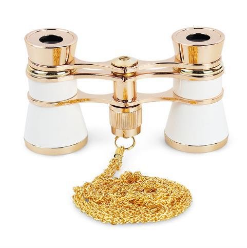 Vintage Metal Binoculars For Movie Viewing Foldable Opera Glasses Binoculars With Chain Optical Lens Theater Retro Telescope