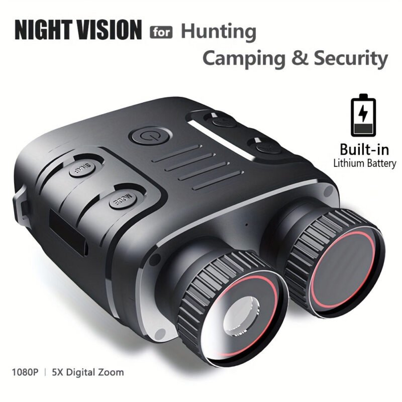 5X HD Digital Zoom Night Vision Camera Binoculars – Enhanced Infrared Telescope for Long-Distance Hunting & Camping – Built-in Rechargeable Battery Ensures Uninterrupted Adventure