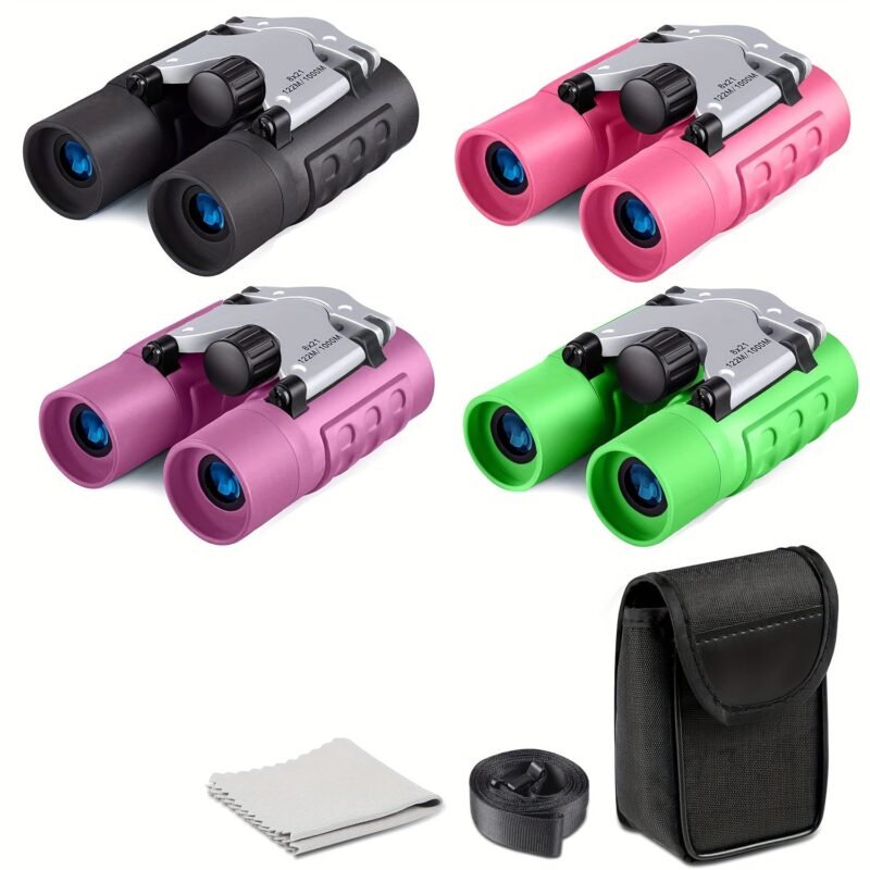 Kids Binoculars Toy Set – Shock Proof 8×21 High Resolution Manual Focus Telescopes with Carry Case, Gift for Young Explorers Ages 3-8, Waterproof Compact Mini Binoculars for Boys and Girls